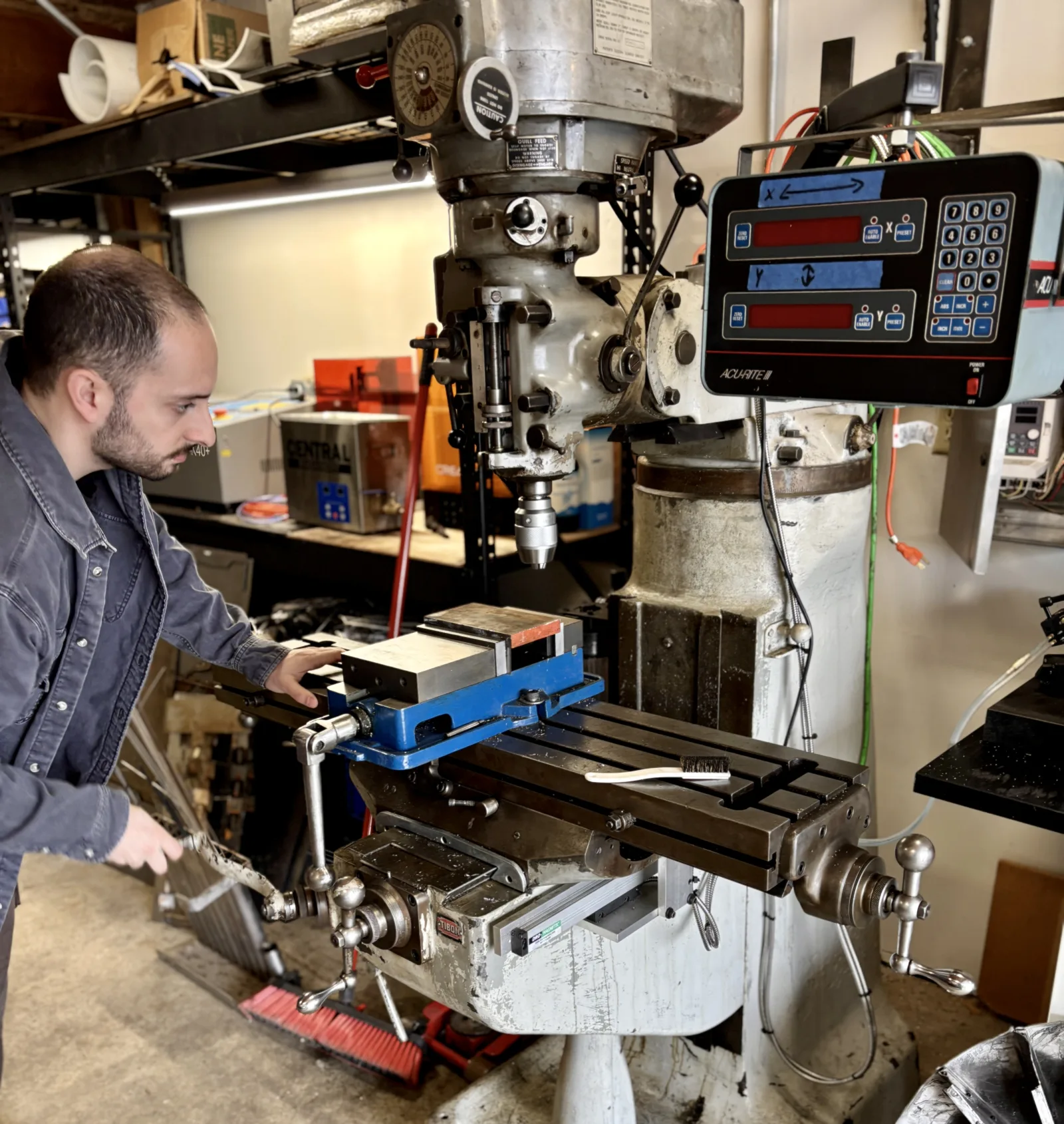Milling work on the mill at the Arinta Engineering shop in Sturtevant, WI