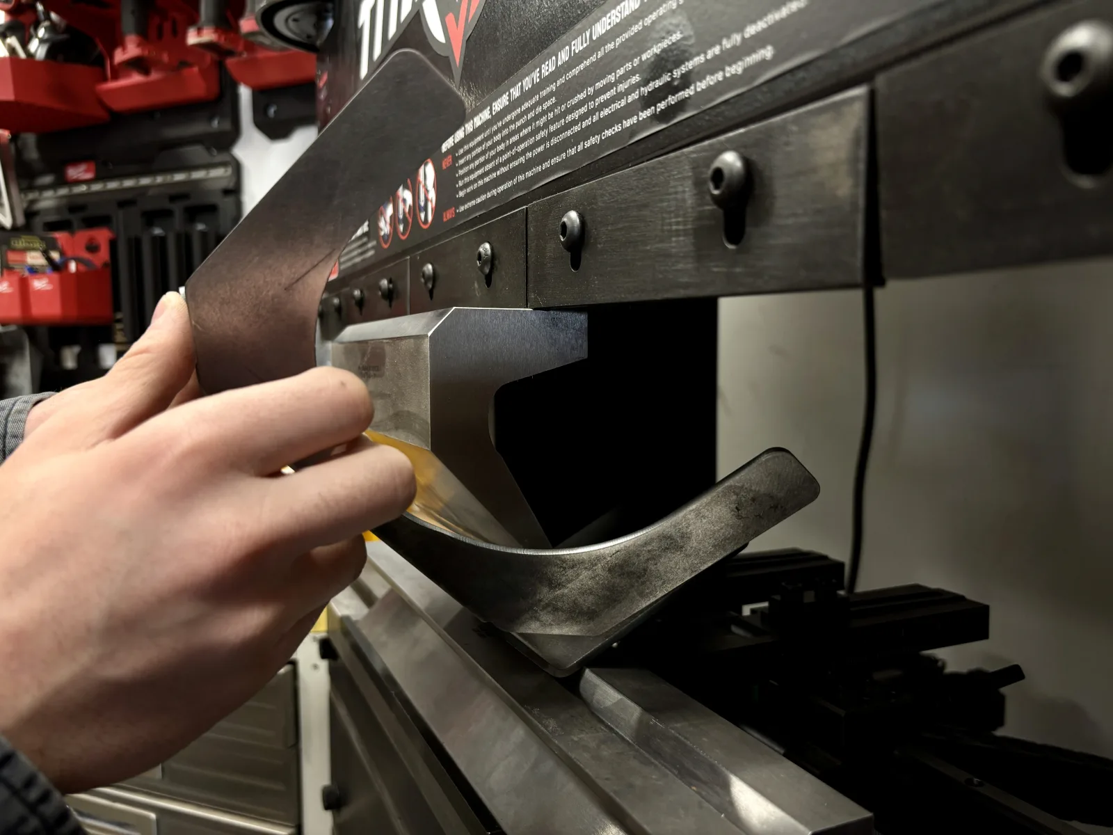 Press brake sheet metal bending at the Arinta Engineering shop in Sturtevant, WI